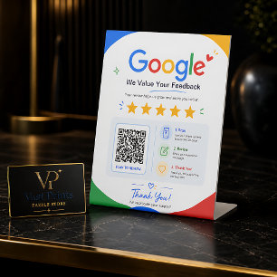 Signe De Table Code QR de révision Google pour les commentaires d