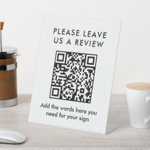 Signe De Table Code QR de révision personnalisé noir simple moder