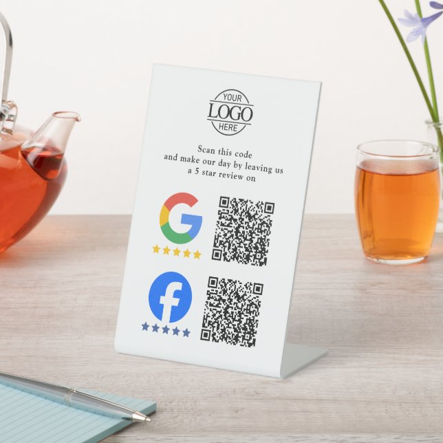 Signe De Table Code QR de révision simple pour Google et Facebook (In SItu)