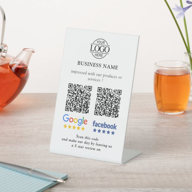 Signe De Table Code QR de révision simple pour Google et Facebook (In SItu)
