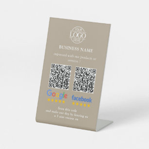 Signe De Table Code QR de révision simple pour Google et Facebook