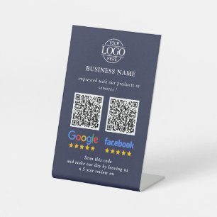 Signe De Table Code QR de révision simple pour Google et Facebook
