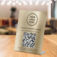 Code QR d'entreprise et logo Métal doré