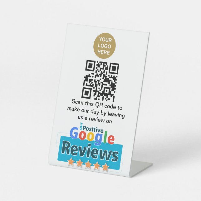 Signe De Table Code QR d'entreprise Google Revoir Pedestal Signal (Recto)