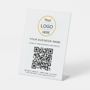 Signe De Table Code QR d'entreprise / Logo Base/Menu Logo