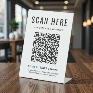 Signe De Table Code QR d'entreprise sur présentoir