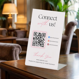 Signe De Table Code QR des médias sociaux Connectez-vous avec nou