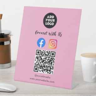 Signe De Table Code QR des médias sociaux   Présentoir de table I