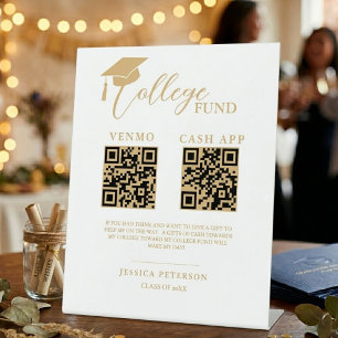 Signe De Table Code QR du fonds de bourse d'études au lycée moder