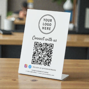 Signe De Table Code QR du logo de l'entreprise Connectez-vous ave