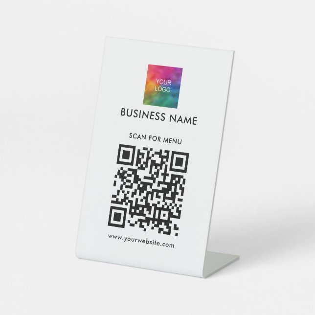 Signe De Table Code QR du logo de l'entreprise Menu Analyse Modèl (Recto)