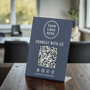 Signe De Table Code QR du logo de l'entreprise sur les réseaux so