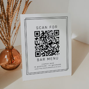 Signe De Table Code QR du menu de bar minimaliste moderne AVERY