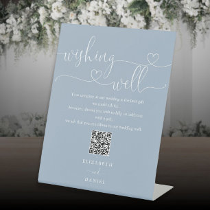 Signe De Table Code QR du puits de souhaits à cœur en écriture po
