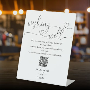 Signe De Table Code QR du puits de souhaits à écriture cœur roman