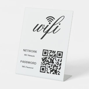 Signe De Table Code QR du réseau Wifi de marque personnalisée Bla