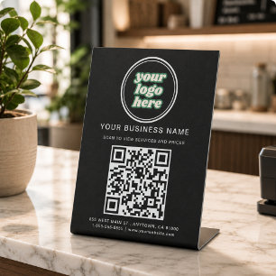 Signe De Table Code QR et logo d'entreprise
