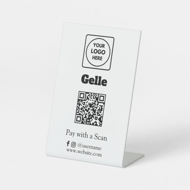 Signe De Table Code QR Gelle | Scannez pour payer avec un logo d' (Recto)