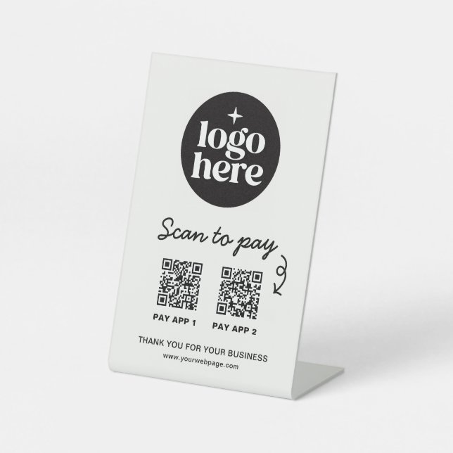 Signe De Table Code QR Logo de Paiement Commercial Numériser pour (Recto)
