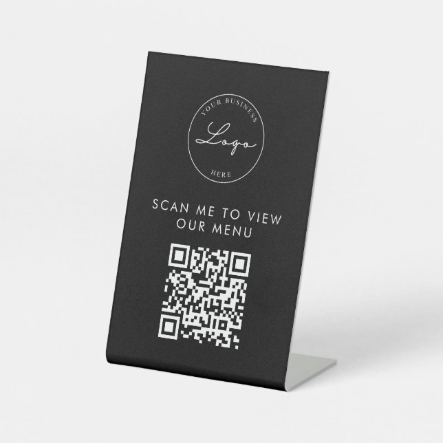 Signe De Table Code QR | Logo du menu de numérisation sans contac (Recto)