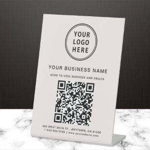 Signe De Table Code QR Logo Entreprise Rose