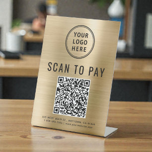 Signe De Table Code QR Logo Paiement Scan Or