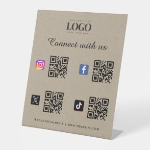 Signe De Table Code QR Logo Réseaux Sociaux Twitter Facebook Kraf