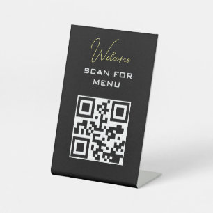 Signe De Table Code QR - Menu numérisable sans contact noir blanc