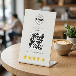 Signe De Table Code QR Minimaliste Moderne pour les Commentaires