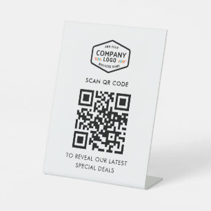 Signe De Table Code QR moderne et logo d'entreprise numérique