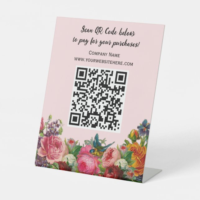 Signe De Table Code QR moderne Tableau d'affaires Top Piédestal (Recto)