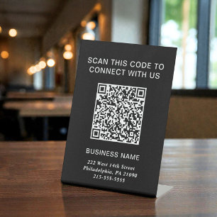 Signe De Table Code QR Noir Entreprise Moderne