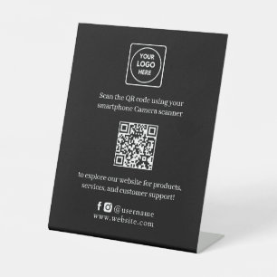 Signe De Table Code QR noir   Site Web d'entreprise Moderne Scann