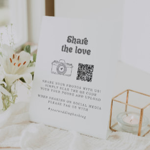 Signe De Table Code QR Partage de l'Amour Formel Simple