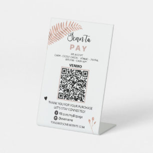 Signe De Table *~* Code QR PAY Tabletop Table Tent Piédestal Sign