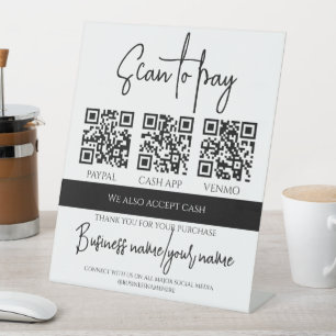 Signe De Table Code QR personnalisé 3 pour paiement par scan d'en