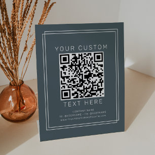 Signe De Table Code QR personnalisé Avery Bleu marine foncé pour 
