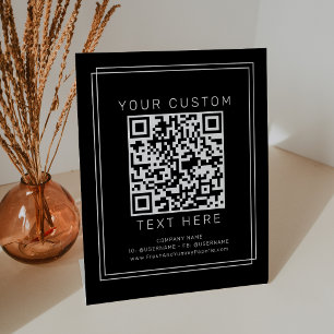 Signe De Table Code QR personnalisé Avery Moderne Noir Entreprise