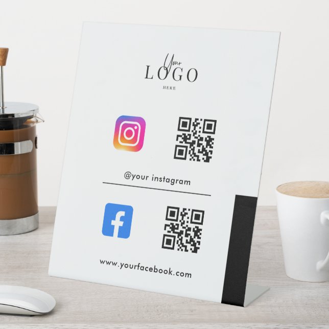 Signe De Table Code QR personnalisé Business Social Media Sign (In SItu)