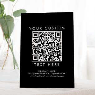 Signe De Table Code QR personnalisé Chic noir affaires ou Mariage