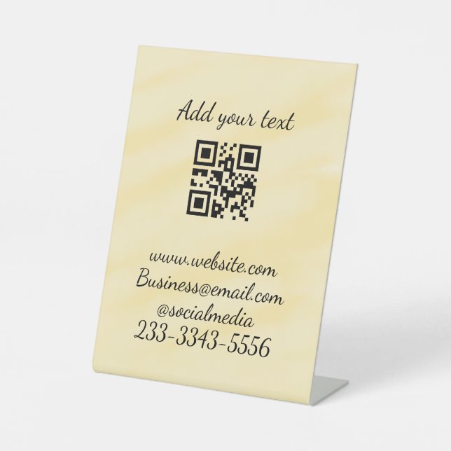 Signe De Table code QR personnalisé simple ajouter votre nom text (Recto)