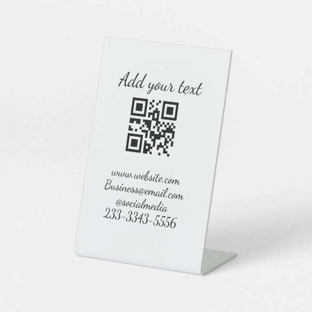 Signe De Table code QR personnalisé simple ajouter votre nom text (Recto)