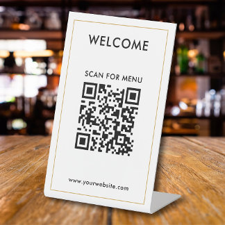 Signe De Table Code QR personnalisé Texte Entreprise moderne