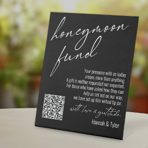 Signe De Table Code QR pour Cadeau de Lune de Miel Contemporain N