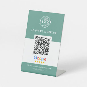 Signe De Table Code QR pour les avis Google du logo d'entreprise 