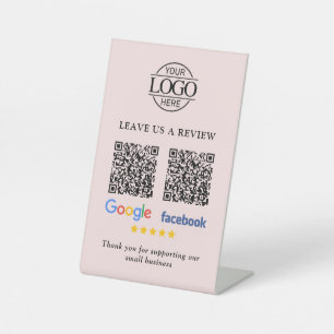 Signe De Table Code QR pour les avis Google et Facebook du logo d
