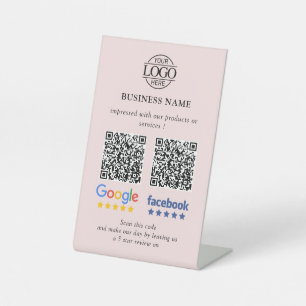 Signe De Table Code QR pour les avis Google et Facebook pour les 
