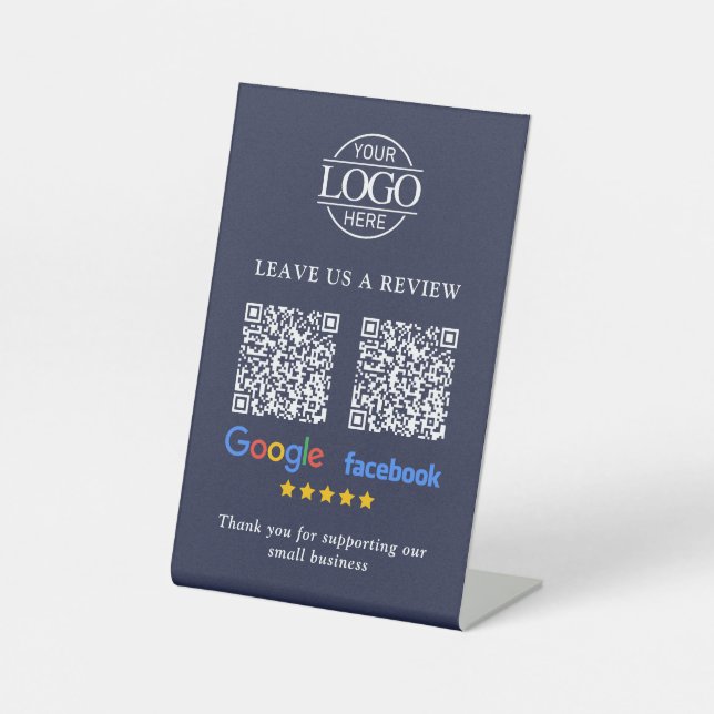 Signe De Table Code QR pour les avis Google & Facebook de l'entre (Recto)