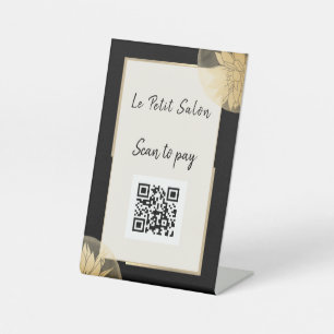 Signe De Table Code QR professionnel élégant Black Gold Scan pour