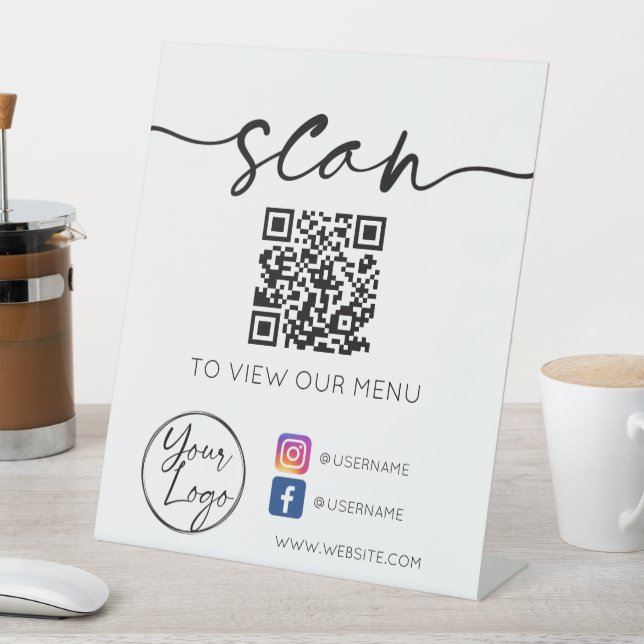 Signe De Table Code QR Réseaux Sociaux Blanc (In SItu)